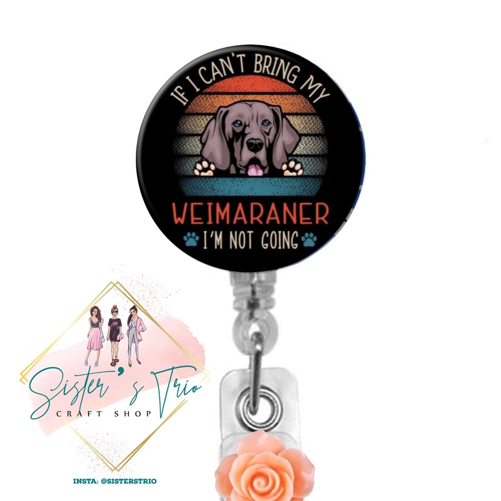 Weimaraner Dog Retractable Badge Holder Reel